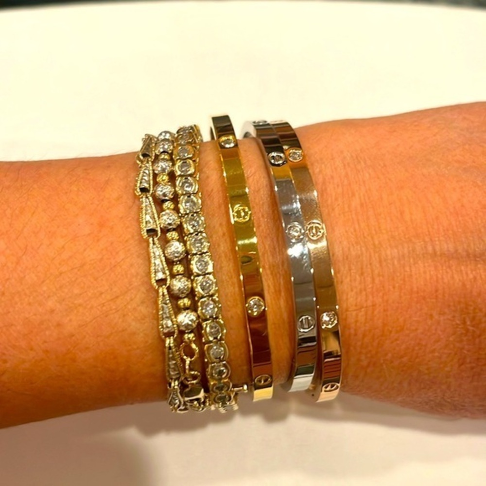 New Stainless Steel Cartier look a like Bangles 3 different colors size 19 large